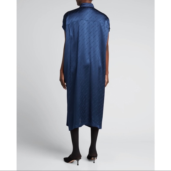 NEW Balenciaga Jacquard Logo Silk Midi Dress, Size 38/6 - Picture 4 of 9